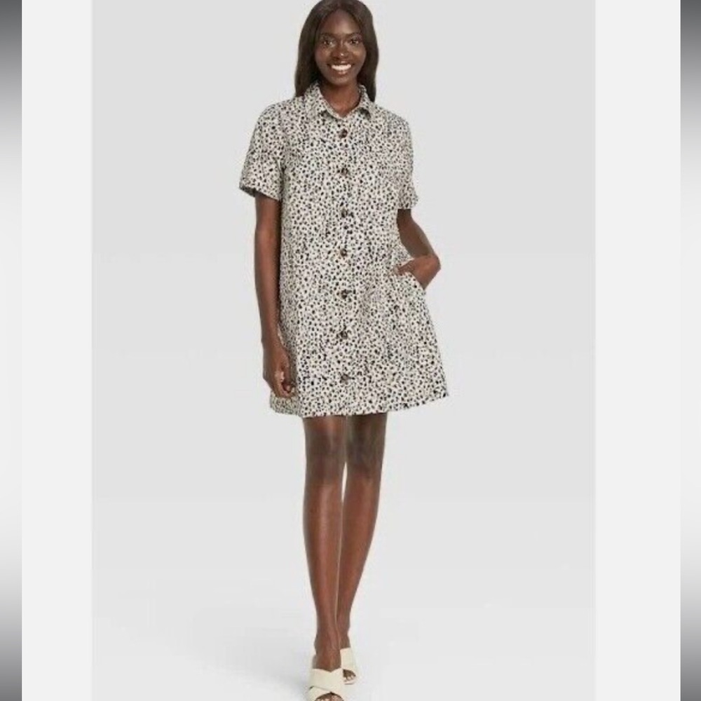 M Animal print shirt dress